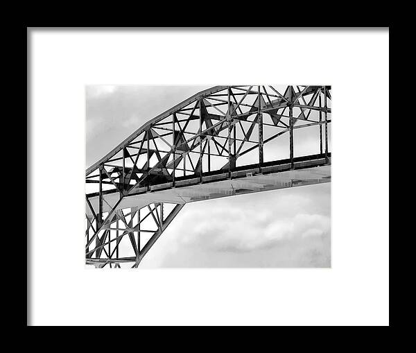 Bridge Framed Print featuring the digital art The Harbor Bridge Corpus Christi Texas Chance of Rain by Wendy J St Christopher