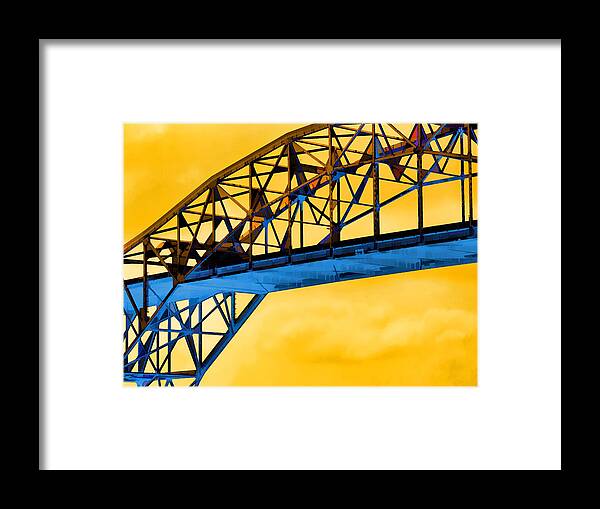 Bridge Framed Print featuring the digital art The Harbor Bridge Corpus Christi Texas Mostly Sunny by Wendy J St Christopher