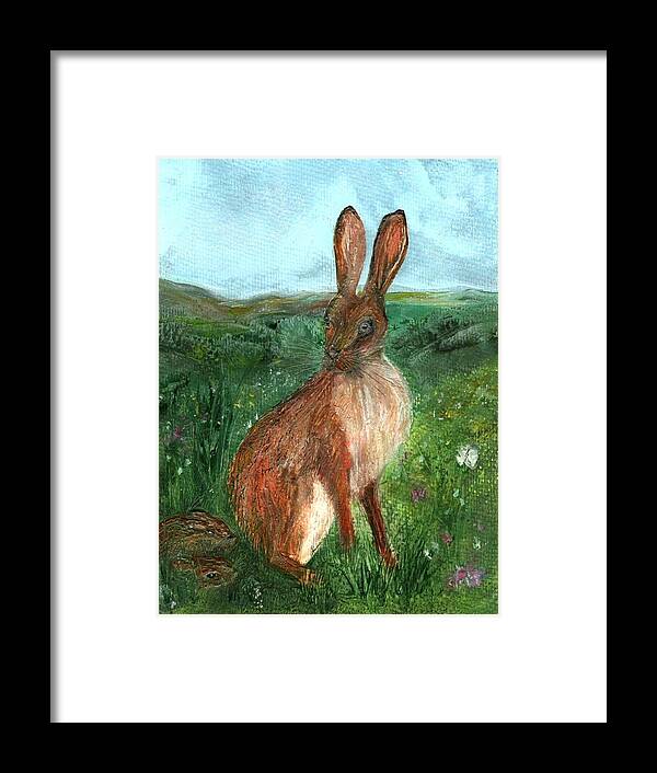 Encaustic Framed Print featuring the painting The Hare by Carol Rowland