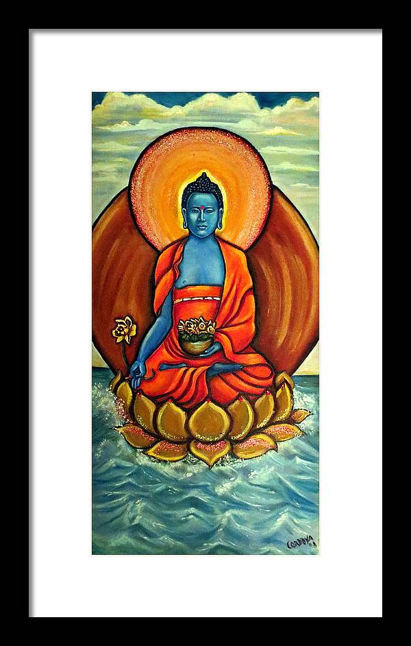 Healing Buddha Framed Print featuring the painting The Healing Buddha by Carmen Cordova