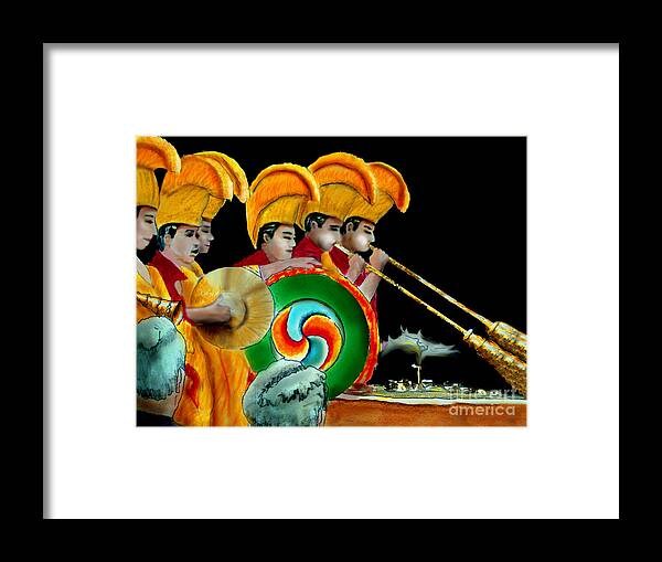 Tibetan Monks Framed Print featuring the painting The Healing Ceremony by Albert Puskaric