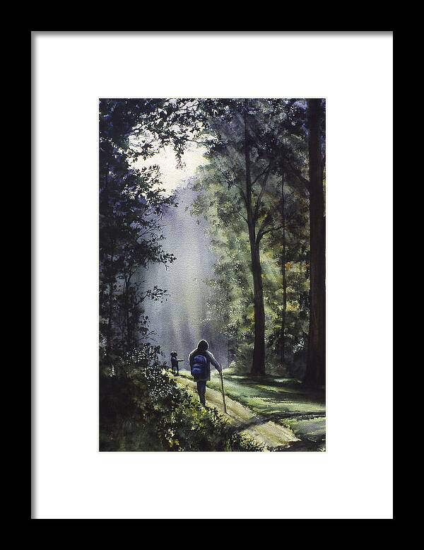 Landscape Framed Print featuring the painting The Hiker by Rita Cooper
