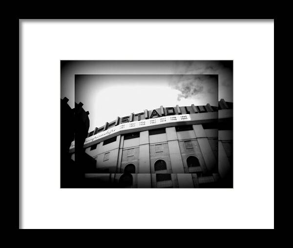 Yankee Stadium Framed Print featuring the photograph The House That Ruth Built b/w collage by Aurelio Zucco