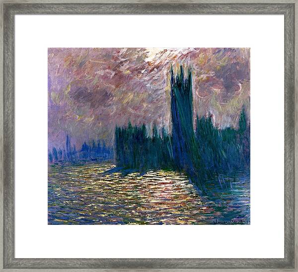 unframed wall art WITH BORDER Parliament Monet Reflections on the Thames Fine art print London