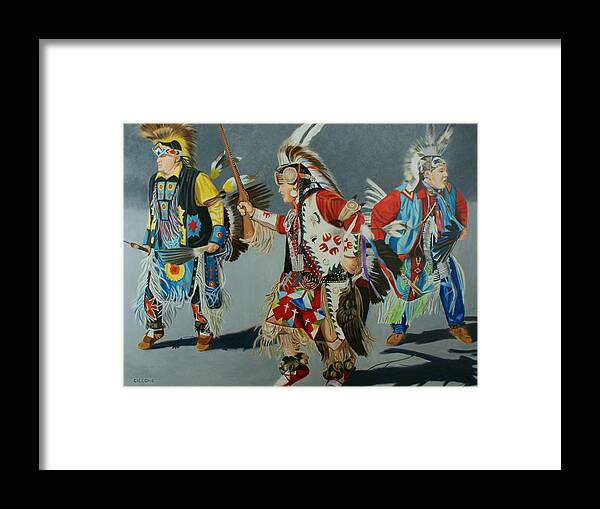 Native American Framed Print featuring the painting The Hunt by Jill Ciccone Pike