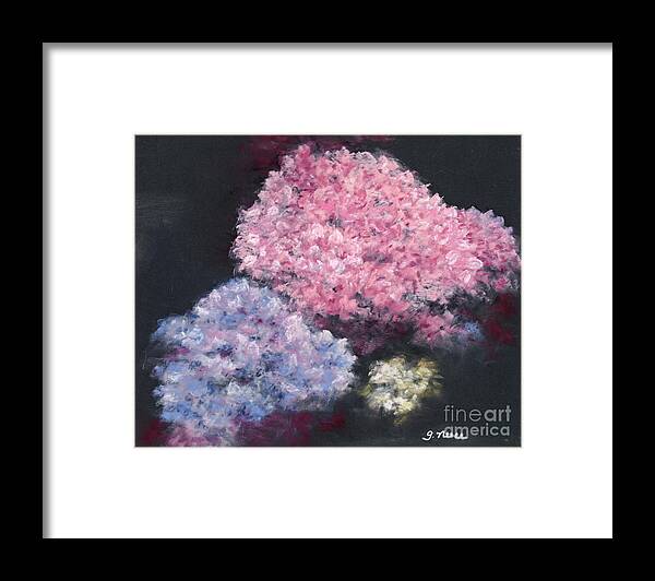 Flowers Framed Print featuring the pastel The Hydrangeas by Ginny Neece