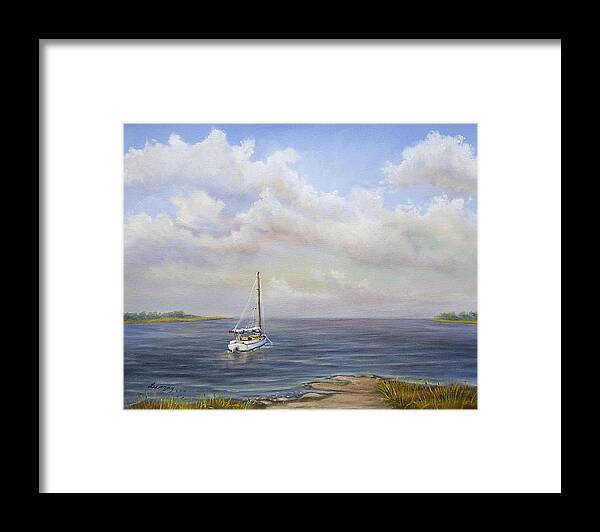 Luczay Framed Print featuring the painting The Inlet by Katalin Luczay