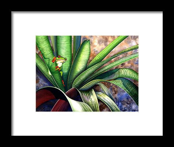 Frog Framed Print featuring the painting The Intruder by Lyse Anthony
