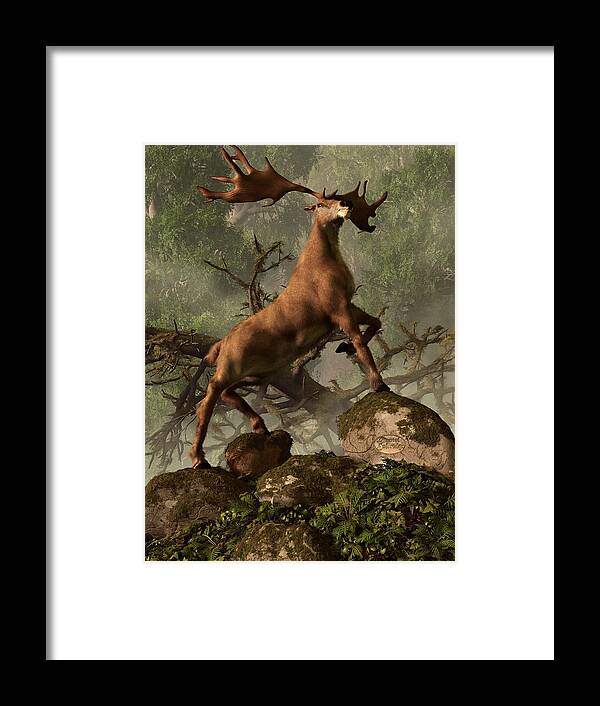 Irish Elk Framed Print featuring the digital art The Irish Elk by Daniel Eskridge