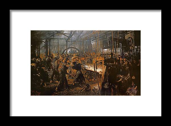 Ironworks Framed Print featuring the photograph The Iron-rolling Mill Oil On Canvas, 1875 by Adolph Menzel