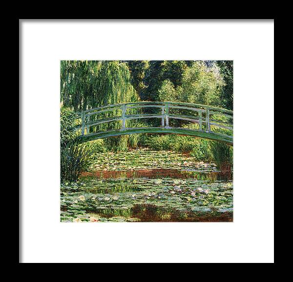 Claude Monet Framed Print featuring the painting The Japanese Footbridge and the Water Lily Pool Giverny by Claude Monet