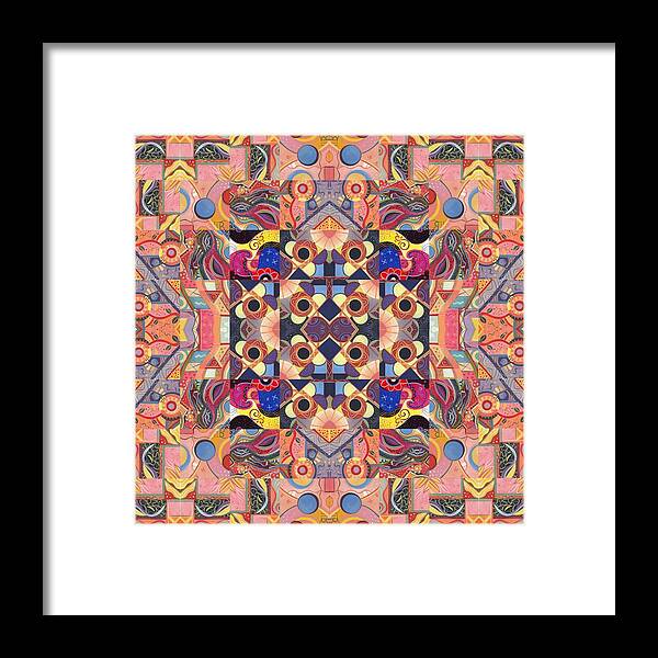 Abstract Framed Print featuring the painting The Joy of Design Mandala Series Puzzle 4 Arrangement 9 by Helena Tiainen