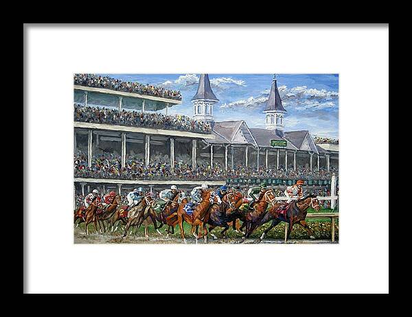 #faatoppicks Framed Print featuring the painting The Kentucky Derby - Churchill Downs by Mike Rabe