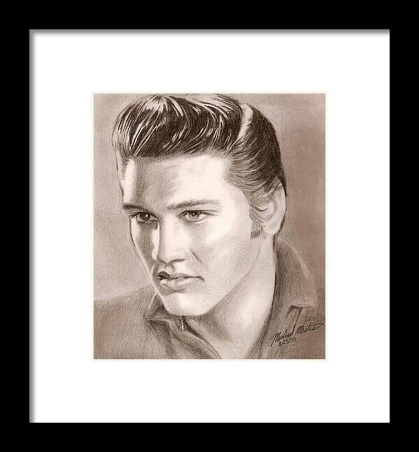 Elvis Framed Print featuring the digital art The King of Rock N Roll by Michael Mestas