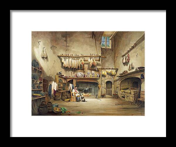 Cornish Stately Home Framed Print featuring the painting The Kitchen by English School