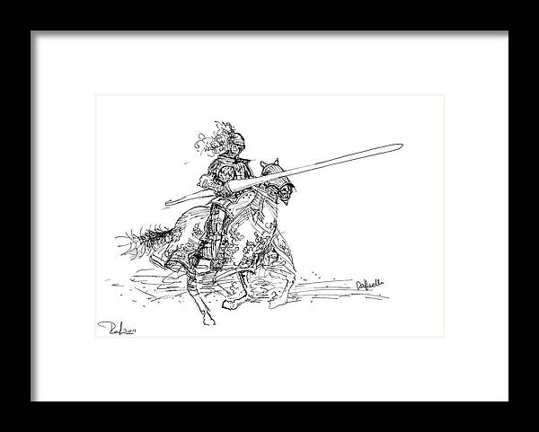 China Framed Print featuring the drawing The knight by Raffaella Lunelli