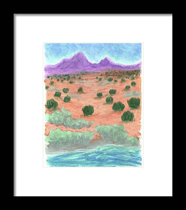 Abstract Framed Print featuring the painting The Land In Between by Carrie MaKenna