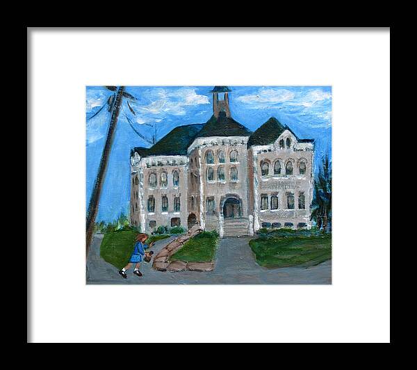 Painting Of Canajoharie Landmark Framed Print featuring the painting The Last Bell at West Hill School by Betty Pieper