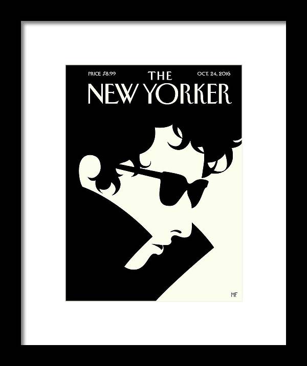 The Laureate Bob Dylan Nobel Peace Prize Dylan #condenastnewyorkercover October 24th 2016 Framed Print featuring the painting The Laureate by Malika Favre