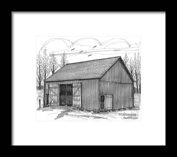 Vermont Framed Print featuring the drawing The Lawrence Barn by Richard Wambach