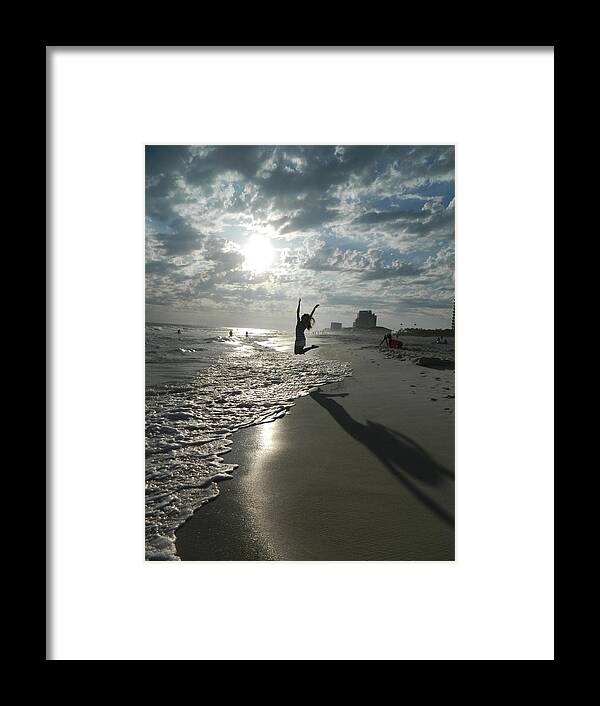 Beach Framed Print featuring the photograph The Leap by Meg Reinink