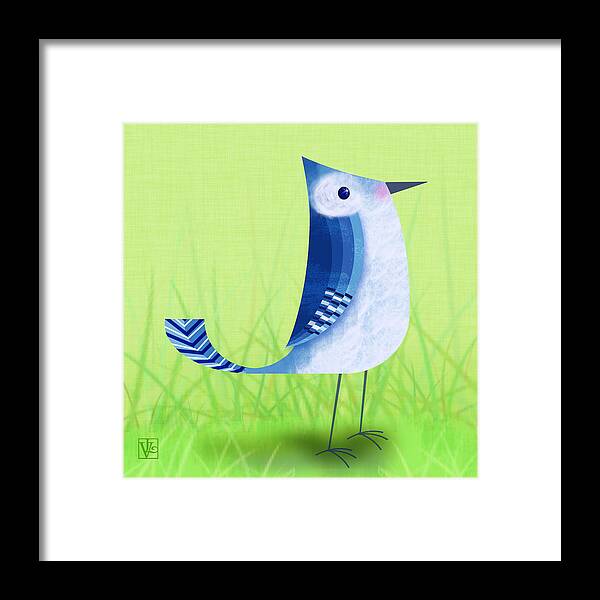 Bird Framed Print featuring the digital art The Letter Blue J by Valerie Drake Lesiak
