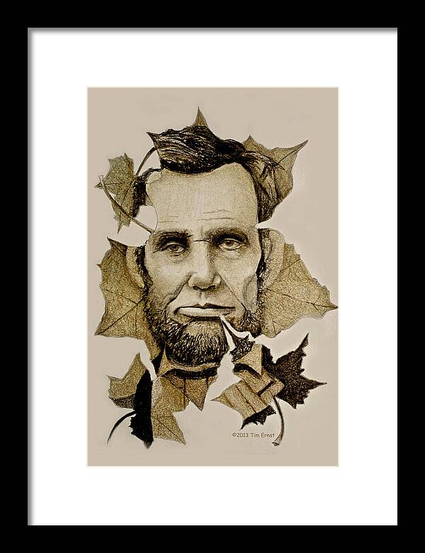 Lincoln Framed Print featuring the drawing The Lincoln Leaf by Tim Ernst