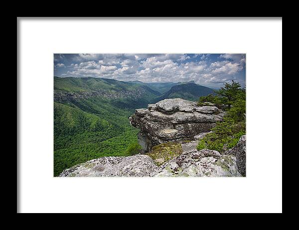 Linville Framed Print featuring the photograph The Linville Gorge from Shortoff by Mark Steven Houser