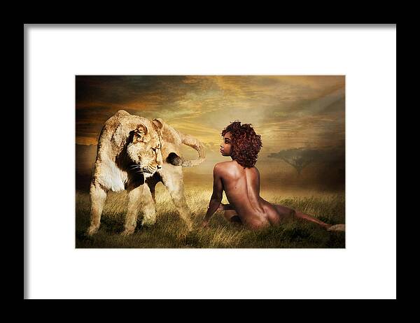 Lion Framed Print featuring the photograph The Lion Girl by Brian Tarr
