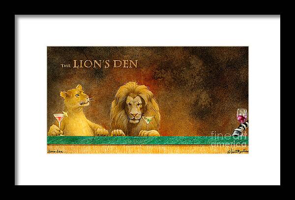 Will Bullas Framed Print featuring the painting The Lion's Den... by Will Bullas