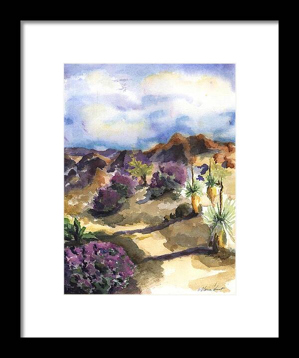 Landscape Framed Print featuring the painting The Living Desert by Maria Hunt