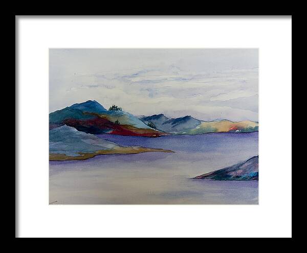 Loch Lake Scotland Hills Water Landscape Nature Colors Moody Framed Print featuring the painting The Loch by Brenda Salamone