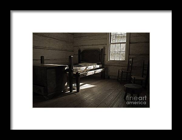 Log Cabin Framed Print featuring the photograph The Log Cabin c.1785 by Robert Meanor
