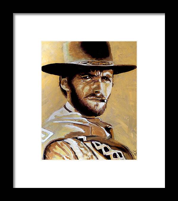 Clint Eastwood Framed Print featuring the painting The Man with No Name by Steve Gamba