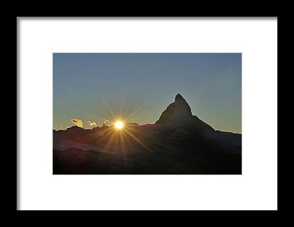 Feb0514 Framed Print featuring the photograph The Matterhorn At Sunset Switzerland by Thomas Marent