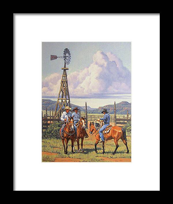 Cowboy Framed Print featuring the painting The Meeting Place by Randy Follis