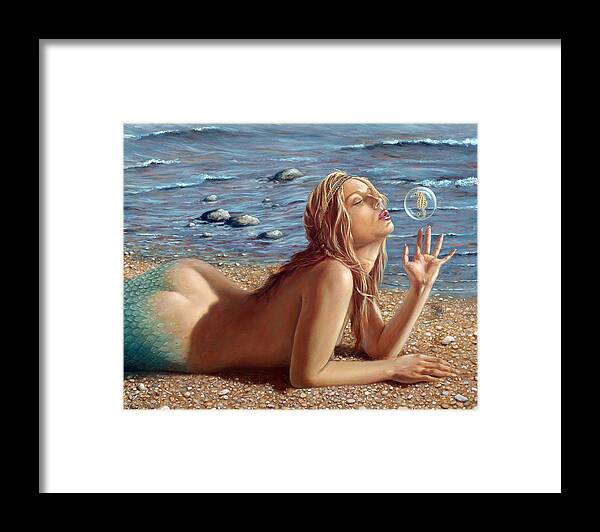 Seahorse Framed Print featuring the painting The Mermaids Friend by John Silver