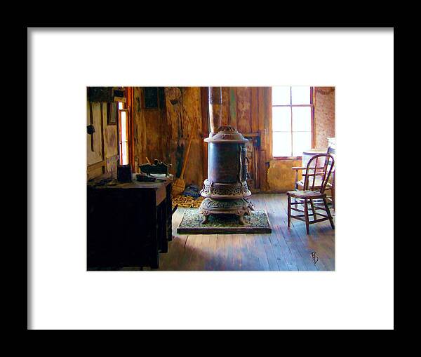 Potbelly Stove Framed Print featuring the digital art The Miller's Office by Ric Darrell