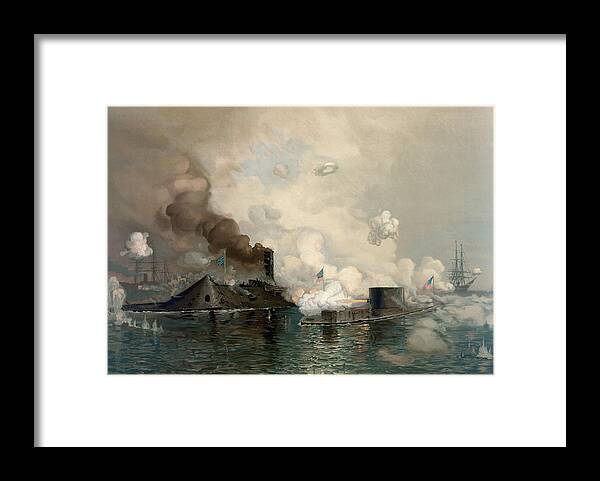 Monitor Framed Print featuring the photograph The Monitor and Merrimac, 1862 by Science Photo Library