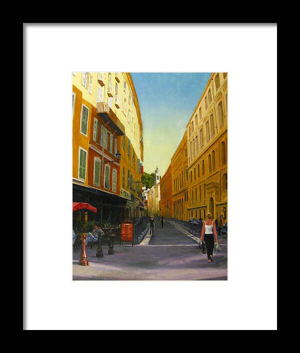 Nice Framed Print featuring the painting The Morning's Shopping in Vieux Nice by Connie Schaertl