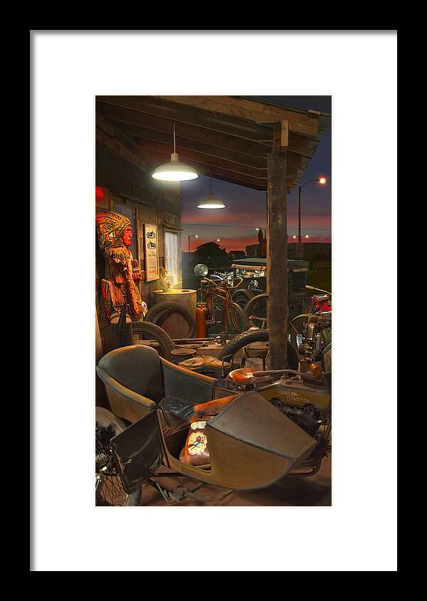 Motorcycle Framed Print featuring the photograph The Motorcycle Shop 2 by Mike McGlothlen