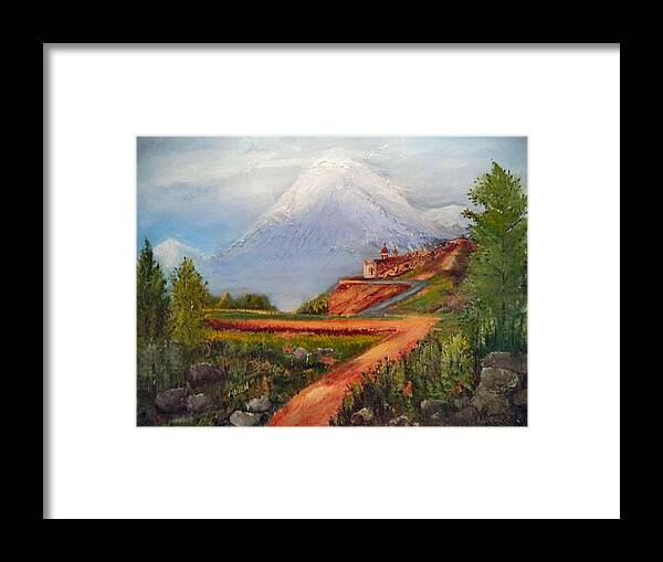 Mountain Framed Print featuring the painting The Mountain by Arlen Avernian - Thorensen