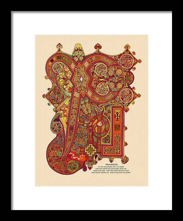 Book Of Kells Framed Print featuring the digital art The New Chi Rho by Martin Brockhaus