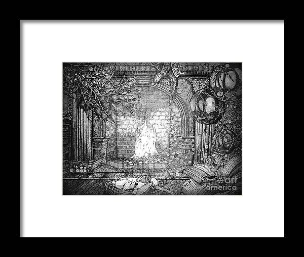 Frankie Caron Framed Print featuring the drawing The Night Before Christmas part one by Frankie Caron