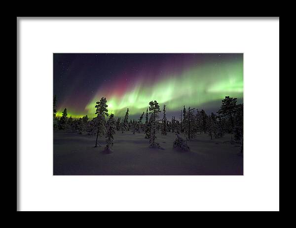 Extreme Terrain Framed Print featuring the photograph The Northern Lights by Antonyspencer