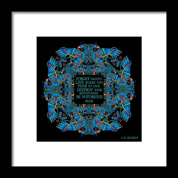 Peacock Framed Print featuring the digital art The Notorious Celtic Peacocks by Celtic Artist Angela Dawn MacKay