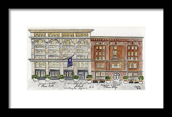 Nyu Framed Print featuring the painting The NYU Steinhardt Pless Building by AFineLyne