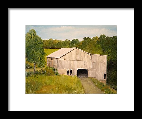 Landscapes Framed Print featuring the painting The Old Barn by Alan Lakin