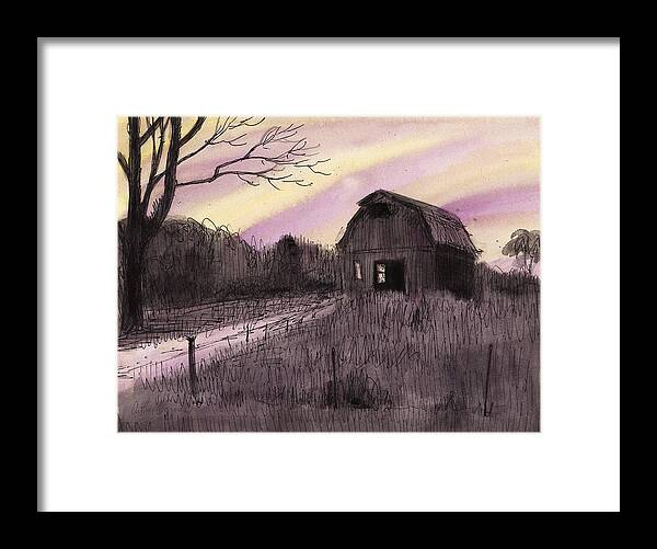 Barn Framed Print featuring the painting The Old Barnyard by Arthur Barnes
