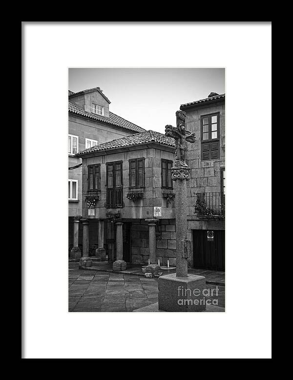 Praza Da Leña Framed Print featuring the photograph The old firewood marketplace BW by RicardMN Photography